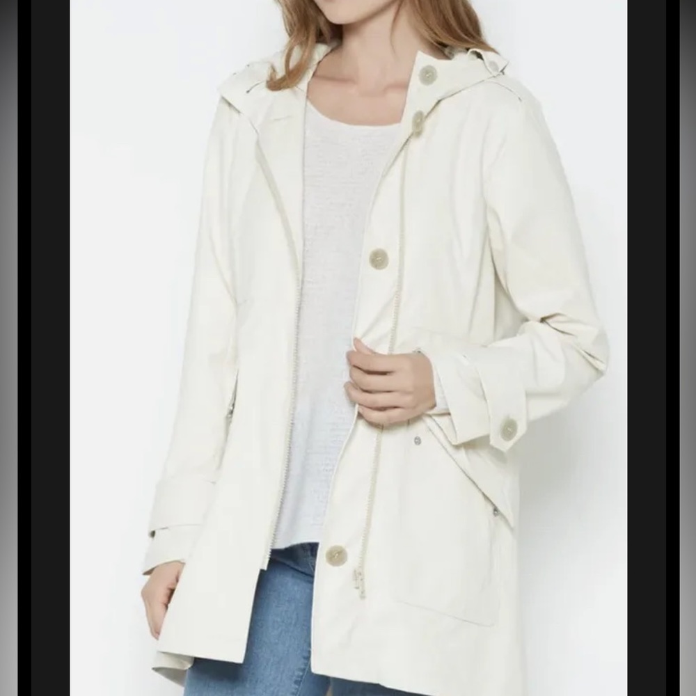 Joie Koy Rain Jacket Hooded Lightweight Utility Anorak Natural Size M